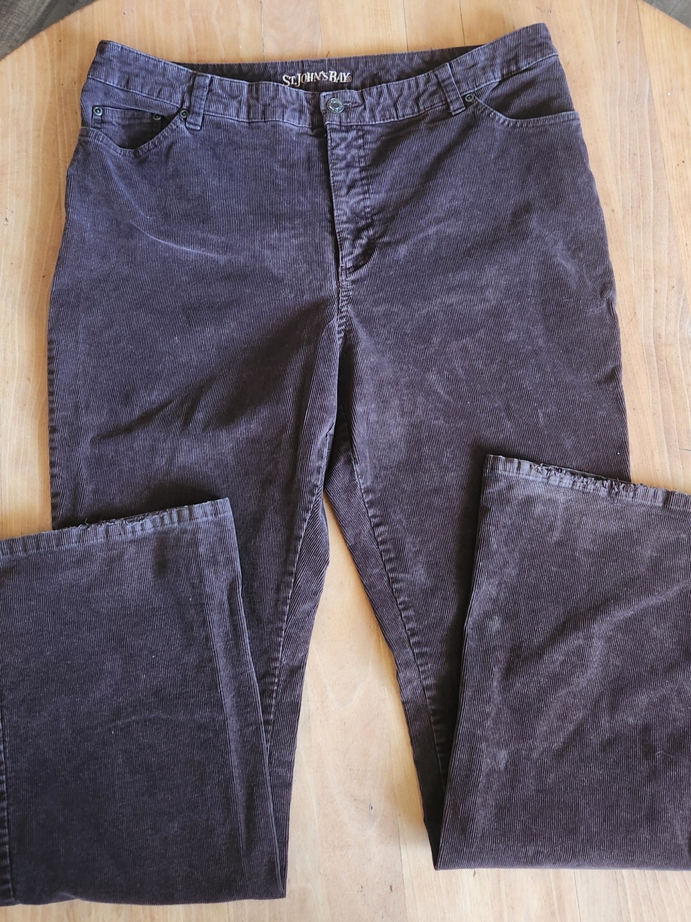 St. John's Bay Women's Dark Brown Corduroy Straight-Leg Pants